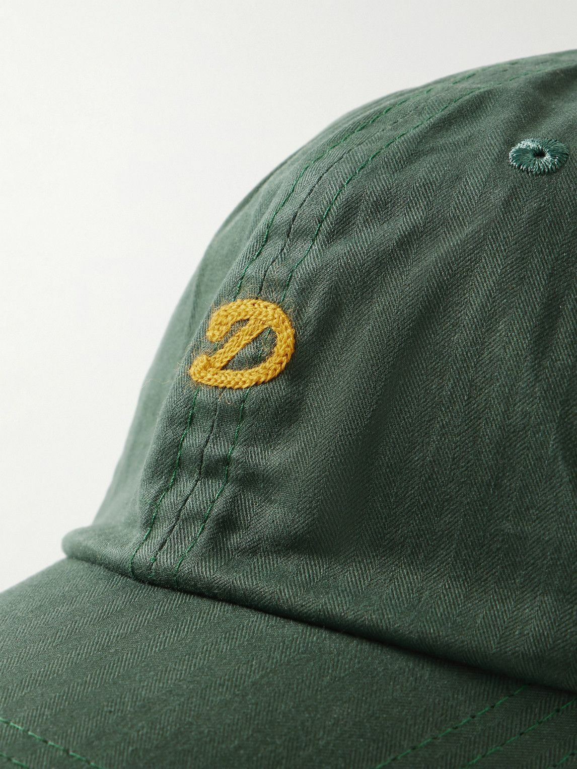 Drake's - Logo-Embroidered Herringbone Waxed-Organic Cotton Baseball Cap