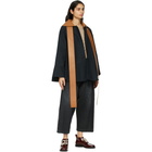 Loewe Navy Leather Collar Coat