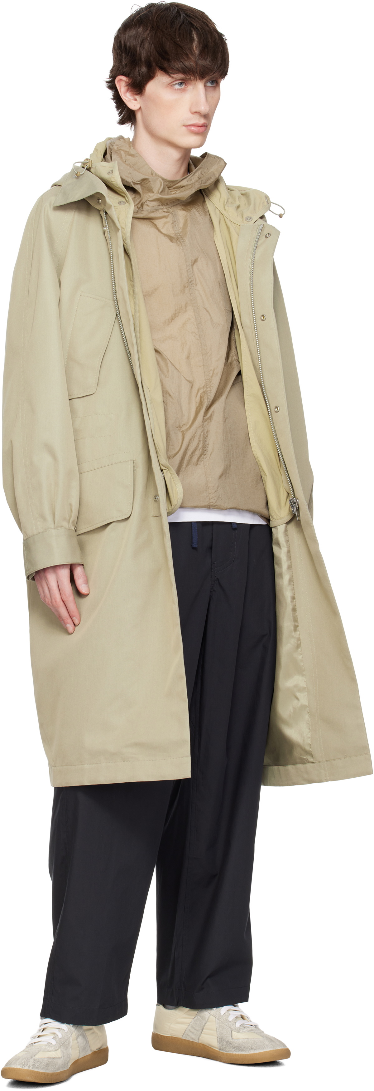 DOCUMENT Beige Water Repellent Cotton Coat