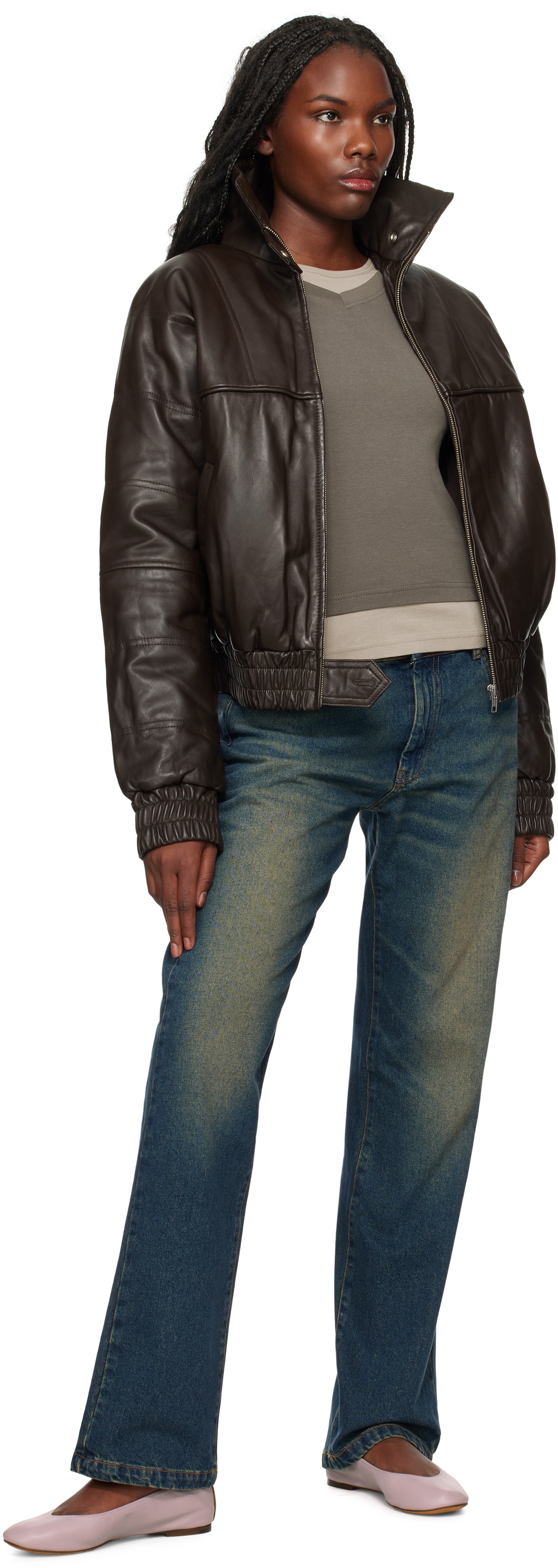 Gimaguas Brown Paula Leather Jacket