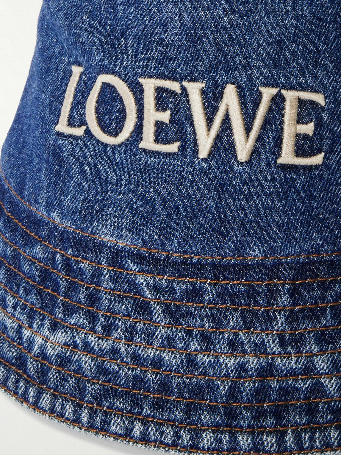LOEWE - Paula's Ibiza Logo-Embroidered Denim Bucket Hat - Blue