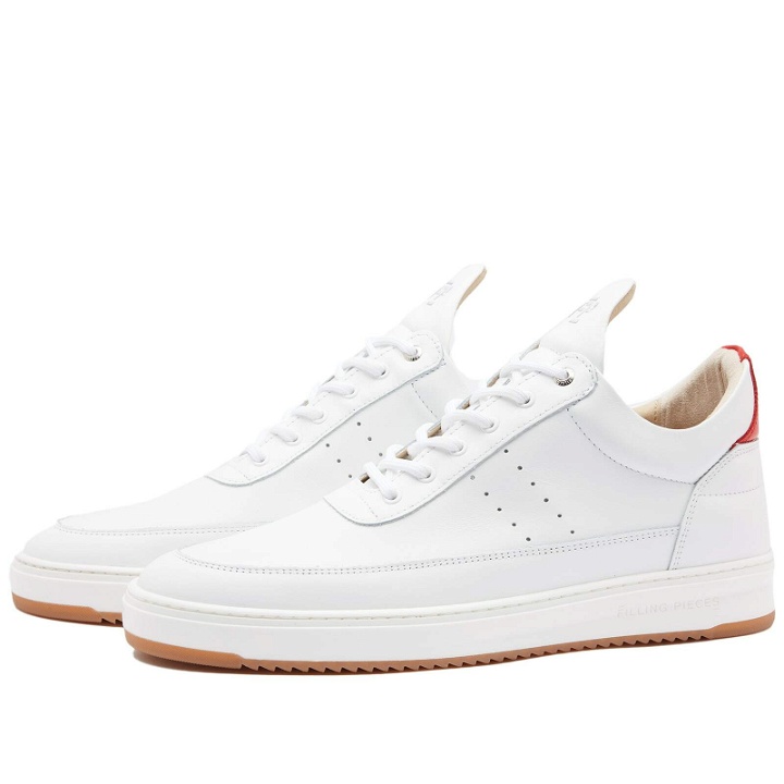 Photo: Filling Pieces Men's Low Top Bianco Sneakers in Red