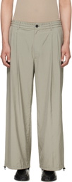 YOKE Taupe Silk Nylon 2Pleated Easy Trousers