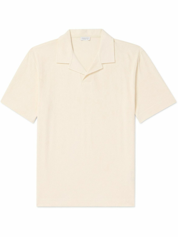 Photo: Sunspel - Camp-Collar Cotton-Terry Polo Shirt - Neutrals