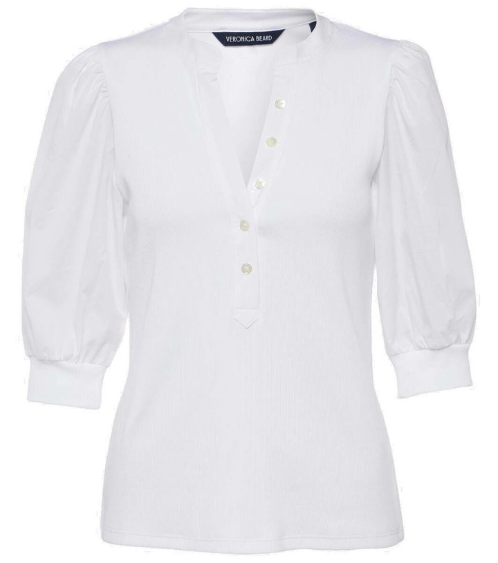 Photo: Veronica Beard Coralee puff-sleeve cotton-blend top