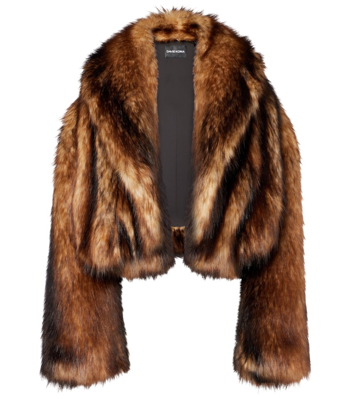Photo: David Koma Cropped oversized faux fur coat