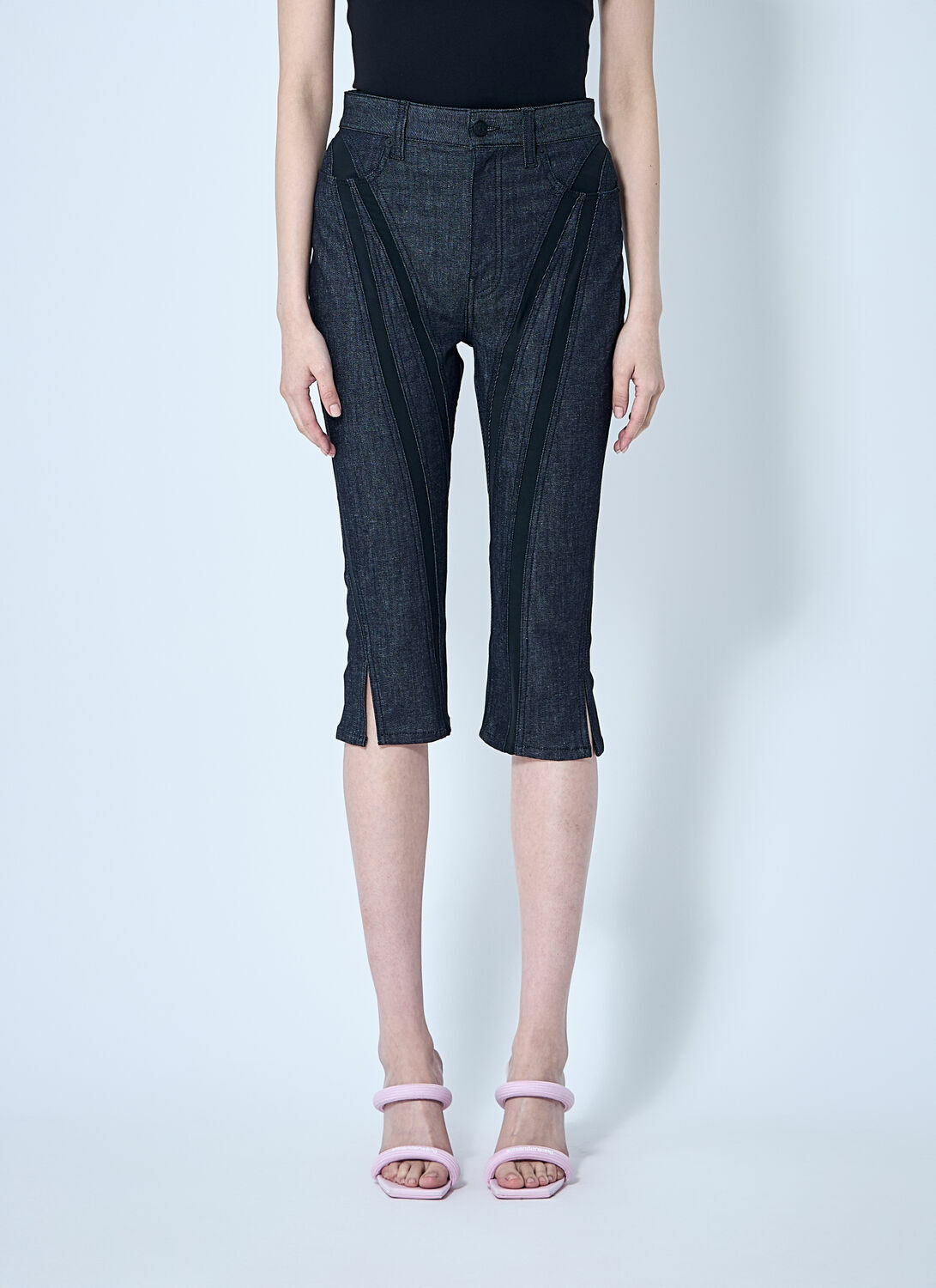 Mugler Capri Denim Cropped Pants