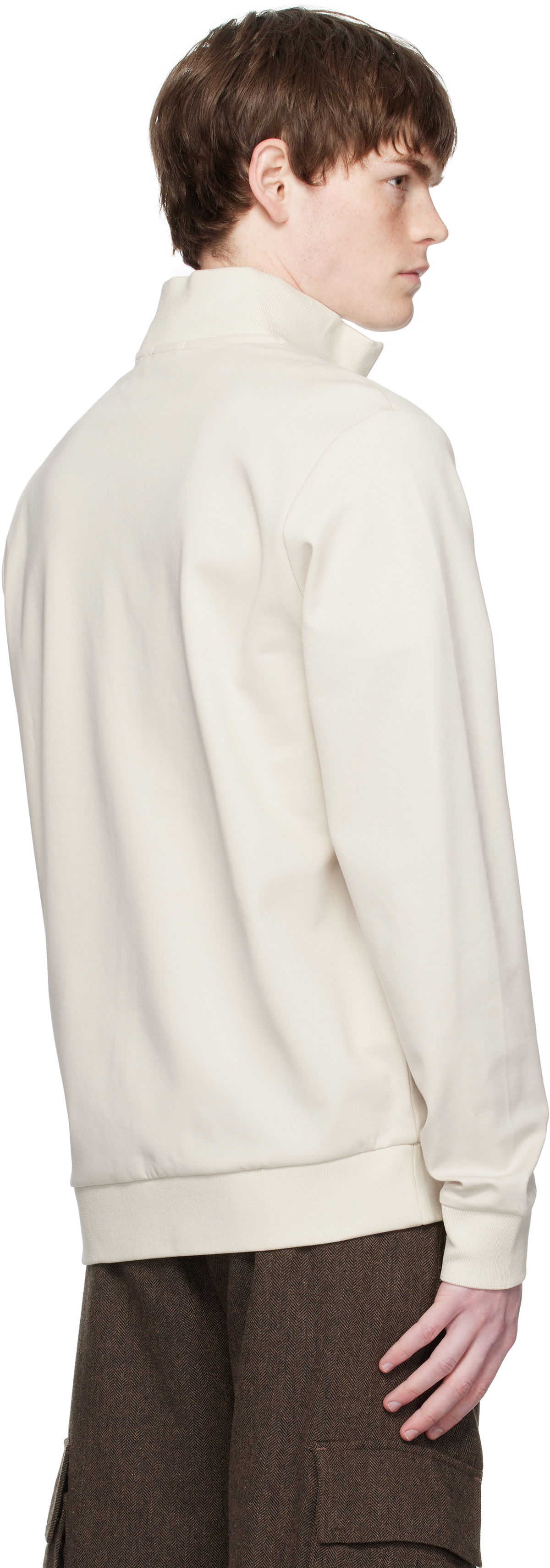 BOSS Beige Zip-Through Sweatshirt