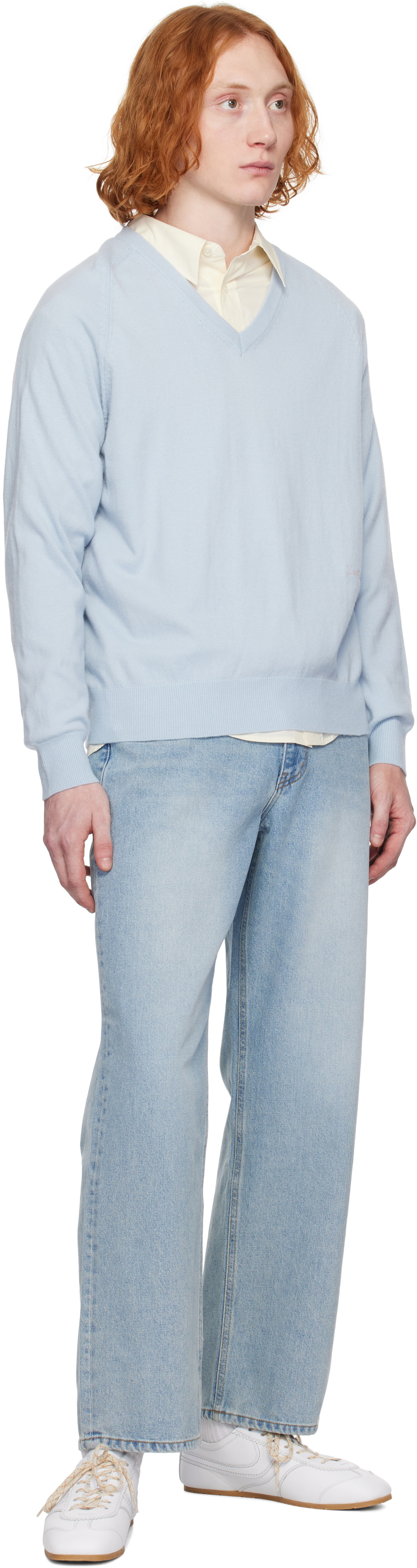 Dunst Blue Soft V-Neck Sweater