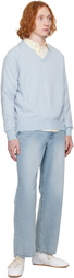 Dunst Blue Soft V-Neck Sweater