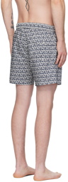 Moncler Navy & White Printed Swim Shorts