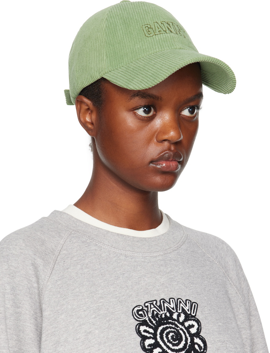 GANNI Green Embroidered Cap GANNI