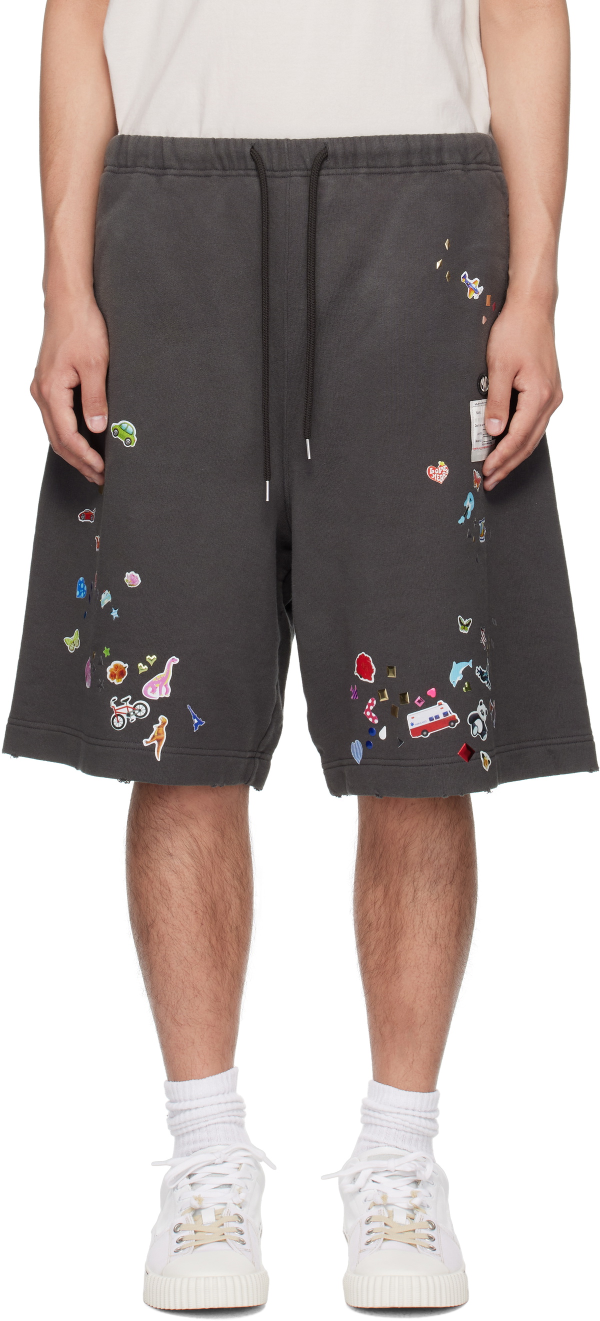 Maison Mihara Yasuhiro - Faded Satin Shorts in Blue Maison