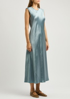 Vince Satin Midi Dress Light Blue