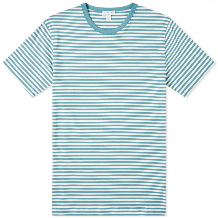 Photo: Sunspel English Stripe Tee Aqua & White