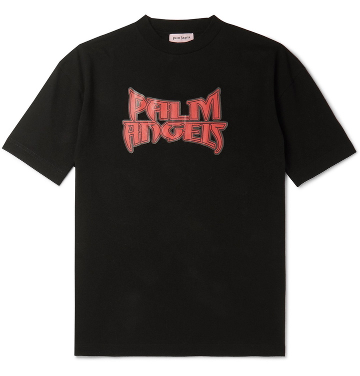 Photo: Palm Angels - Logo-Print Cotton-Jersey T-Shirt - Black