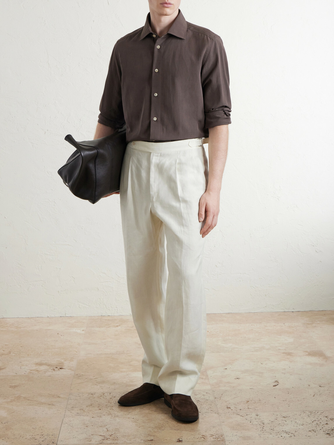 Eleventy - Lyocell, Linen and Cotton-Blend Shirt - Brown
