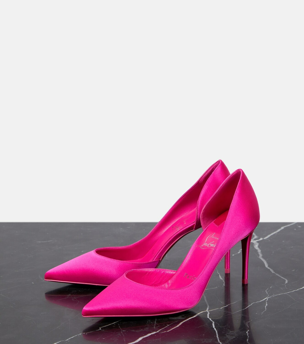 現行品【美品】ルブタン Iriza85 パンプス シルクサテン ポインテッド