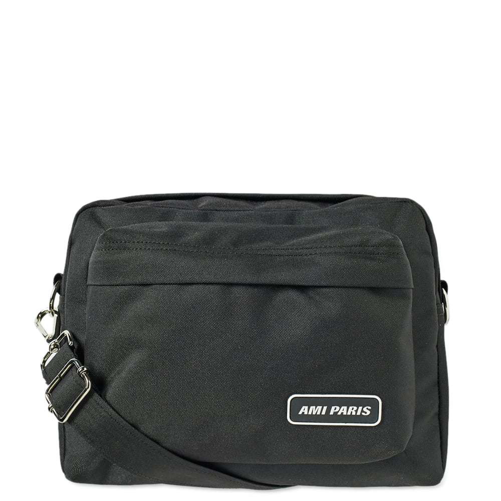 Ami Paris Lunch Box Leather Messenger Bag in Black for Men