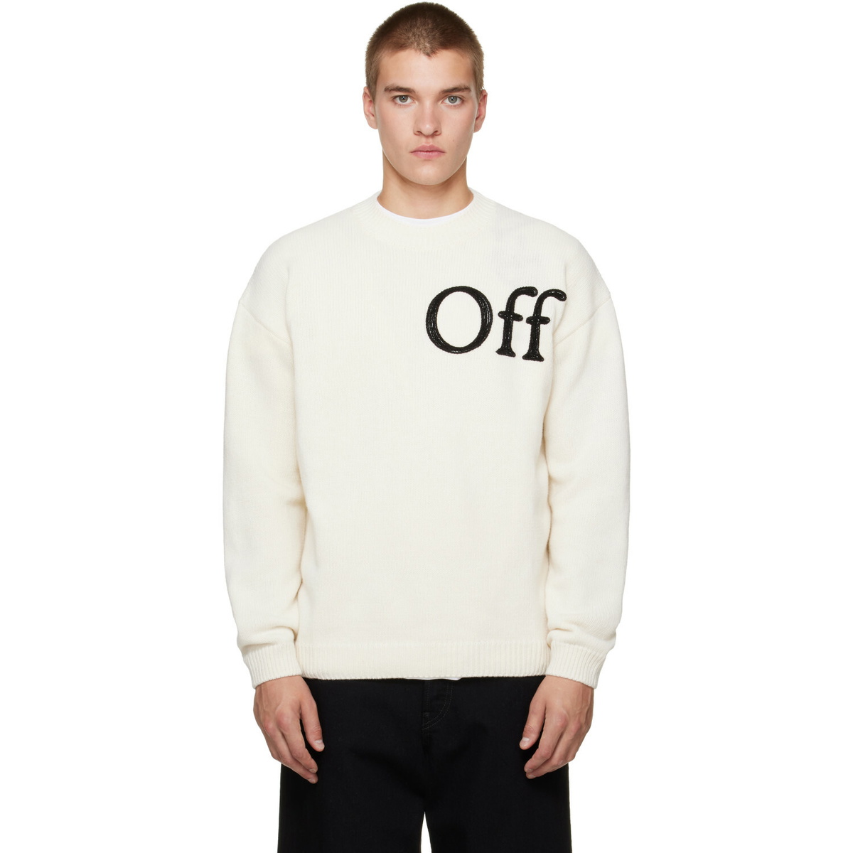 Lad Musician White and Black Striped Thermal Pullover Lad Musician