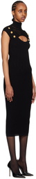 Balmain Black Cutout Midi Dress