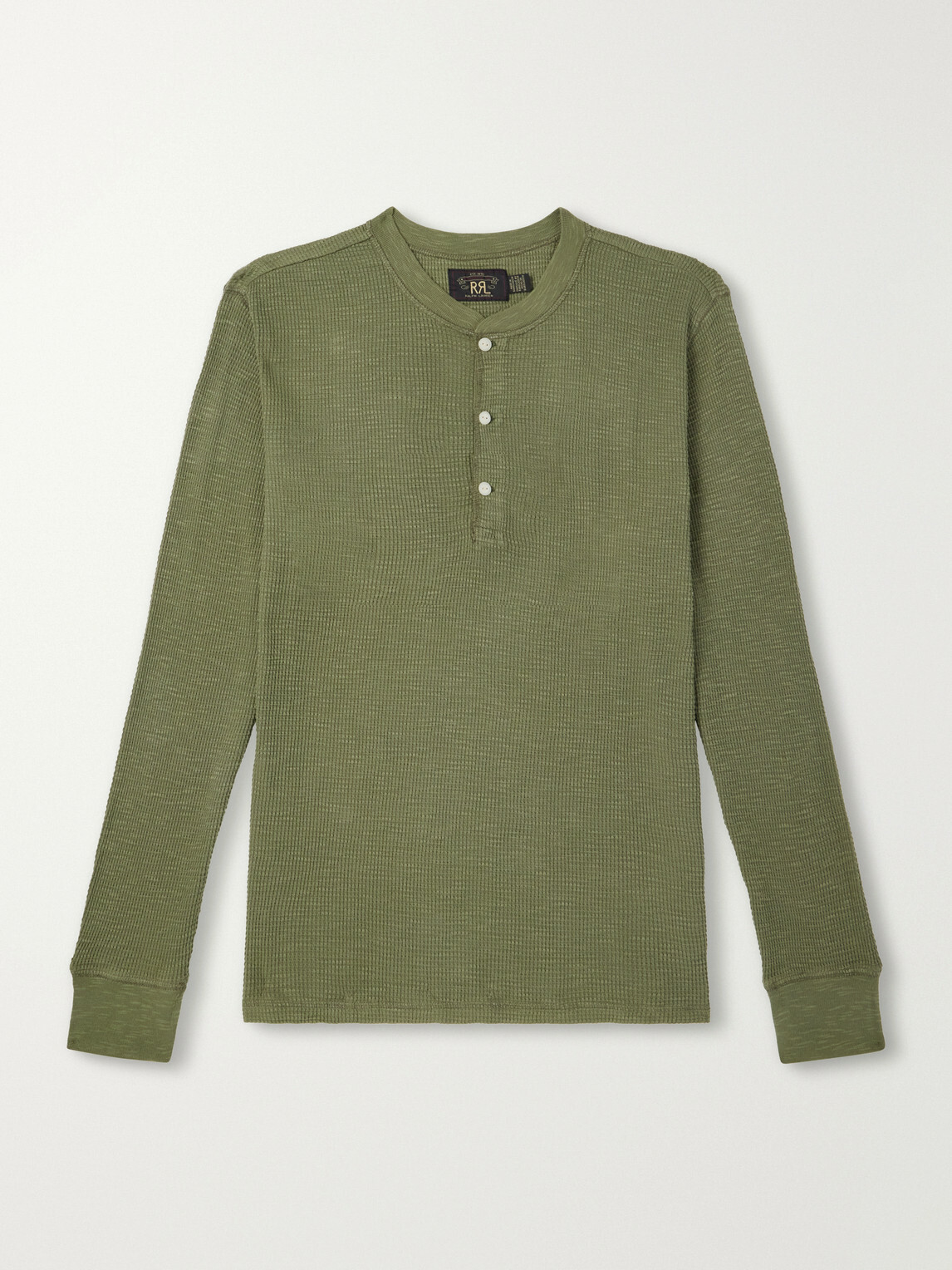 RRL - Waffle-Knit Cotton-Jersey Henley T-Shirt - Green