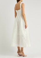 Clea Anton Floral-jacquard Twill Midi Dress White