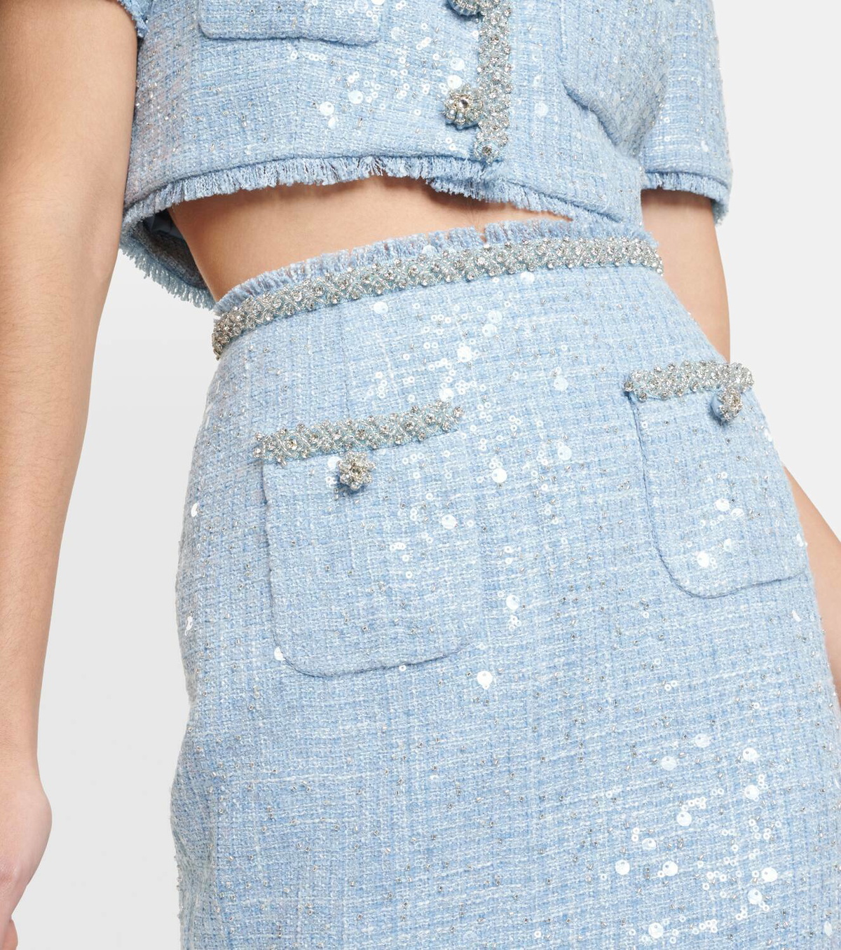 Self-Portrait Sequined bouclé midi skirt Self-Portrait