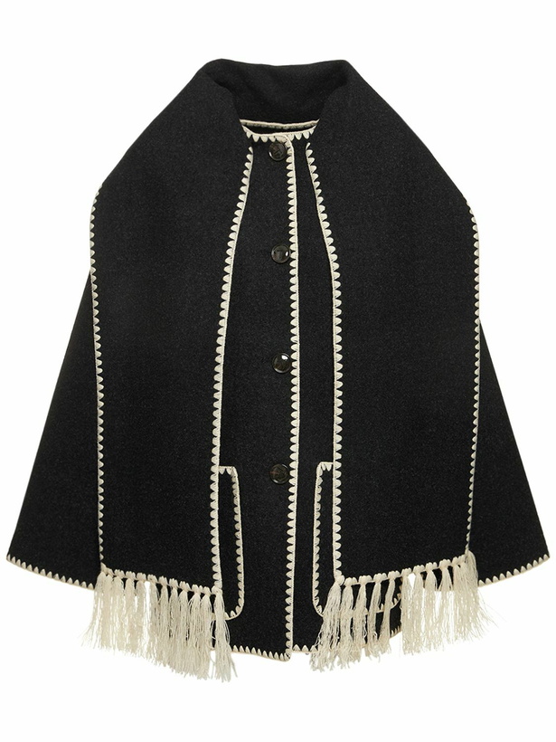 Photo: TOTEME Embroidered Wool Blend Jacket with scarf