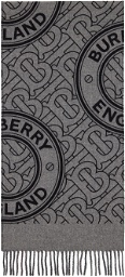 Burberry Gray Reversible Monogram & Check Scarf