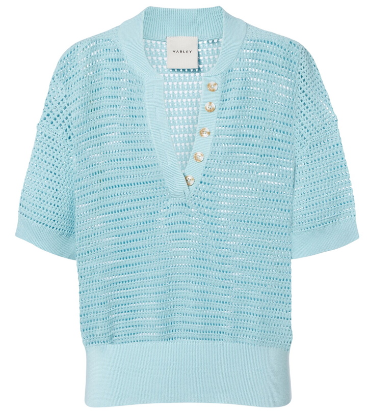 Photo: Varley Callie open-knit cotton polo sweater