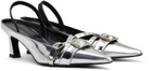 Justine Clenquet Silver Joan Slingback Heels
