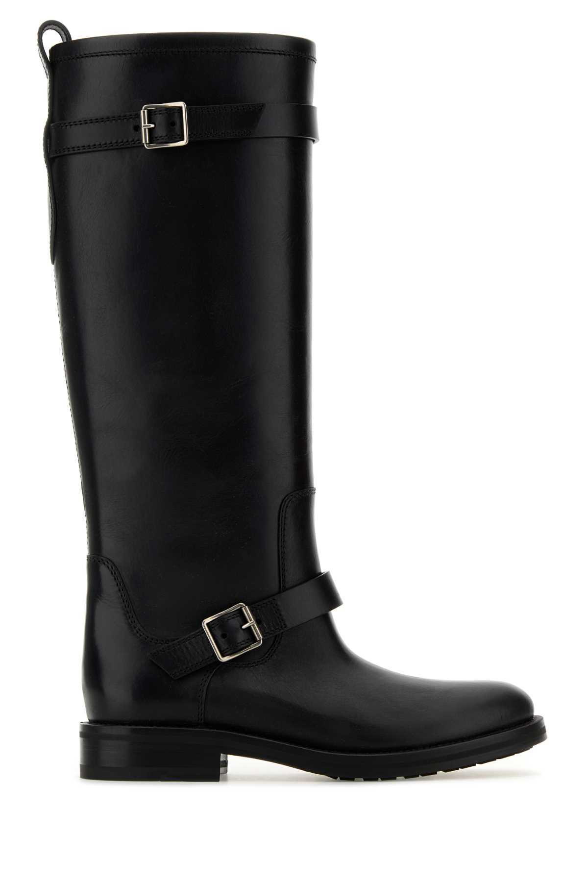 ■Saint Laurent■ Glazed Leather Hunt Boots Black 755237AAAP Saint Laurent Hunt Boots In Glaze Leather Saint Laurent