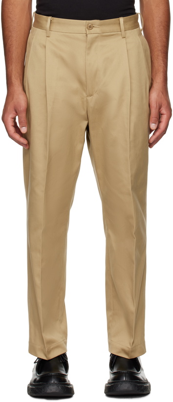 Photo: WACKO MARIA Beige Double Pleated Chino Trousers