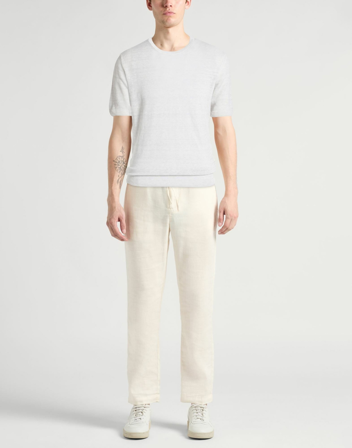 120% Lino Mens Sweater Light in Grey
