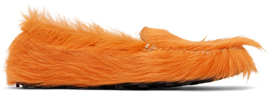 Photo: Marni Orange Calf-Hair Moc Loafers