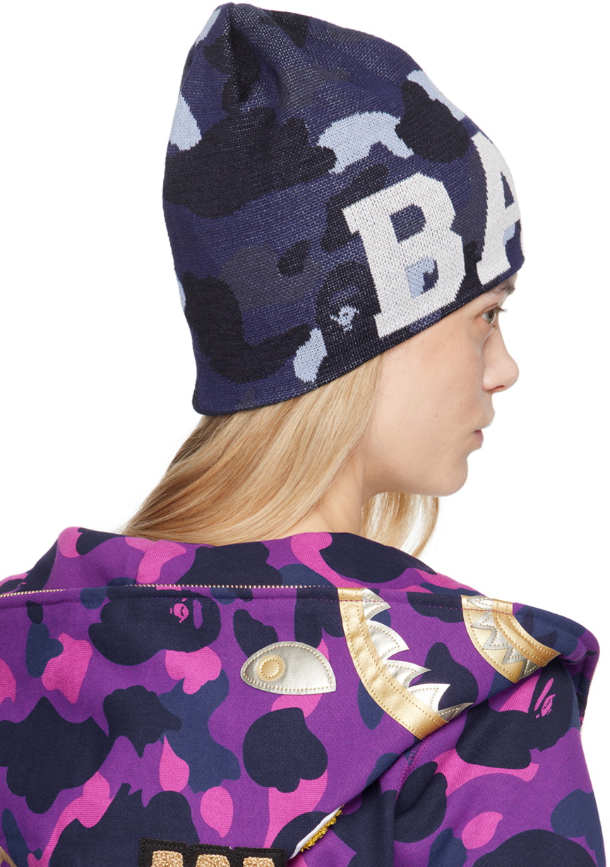 BAPE Navy Color Camo Knit Beanie