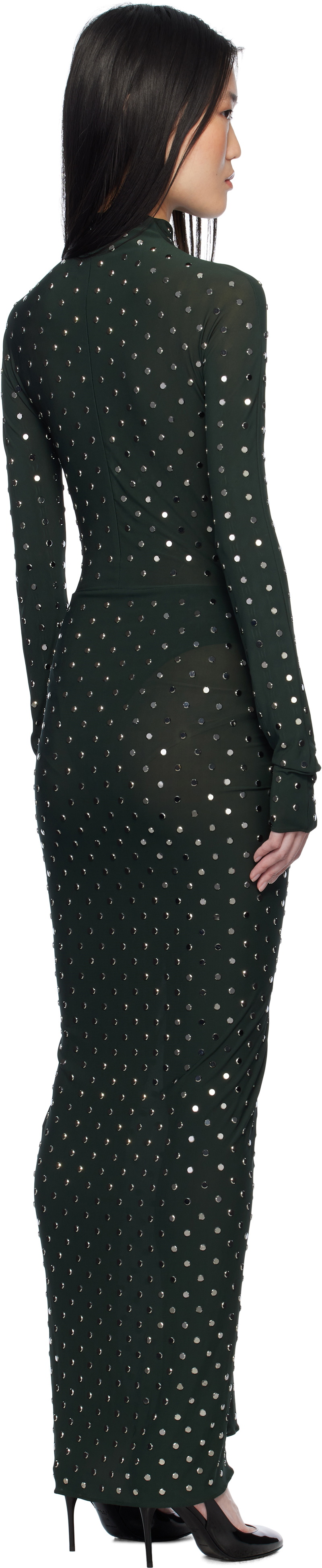 【関税&送料込】Alaia Alaia Draped Maxi Dress ALAÏA: Green Draped Maxi Dress | SSENSE