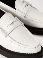 SAINT LAURENT - Anthony Embellished Leather Penny Loafers - White
