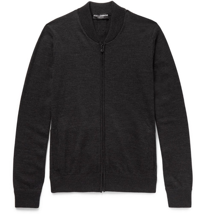 Photo: Dolce & Gabbana - Wool Zip-Up Sweatshirt - Men - Dark gray