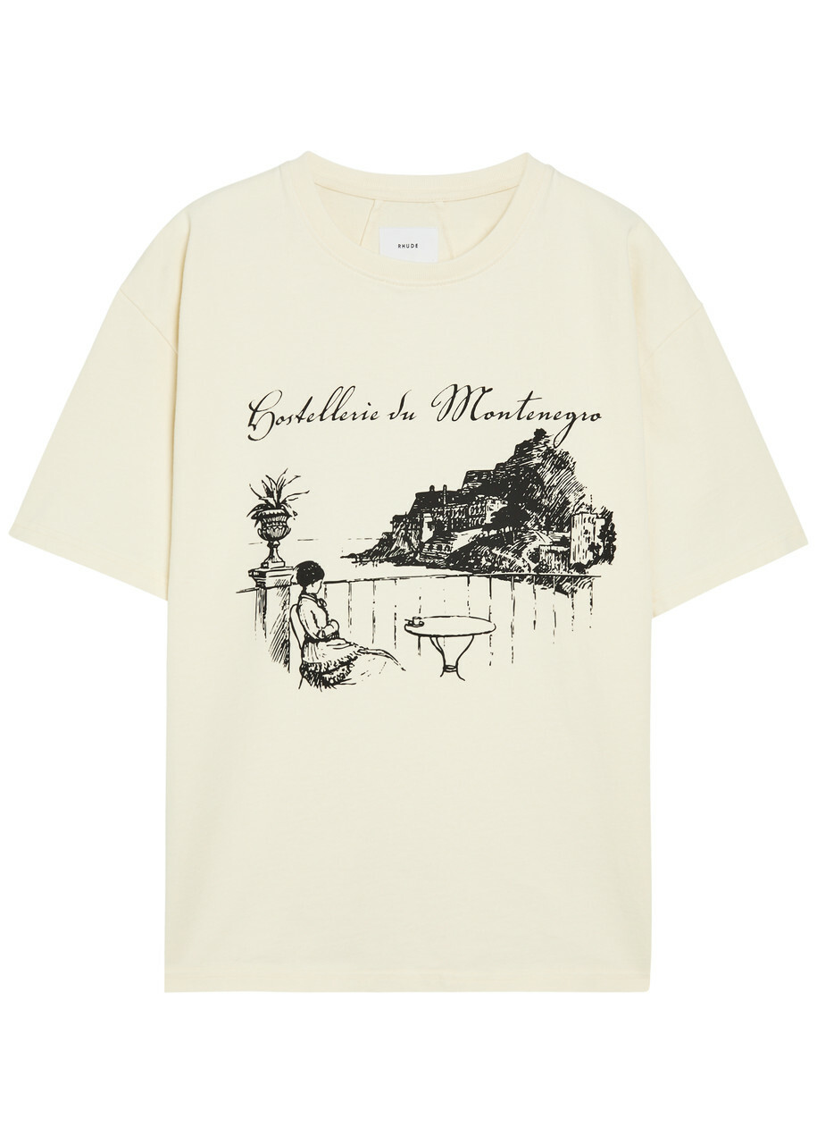 Rhude Montenegro Monda Printed Cotton T-shirt White