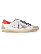 Golden Goose - Superstar Distressed Leather and Suede Sneakers - White