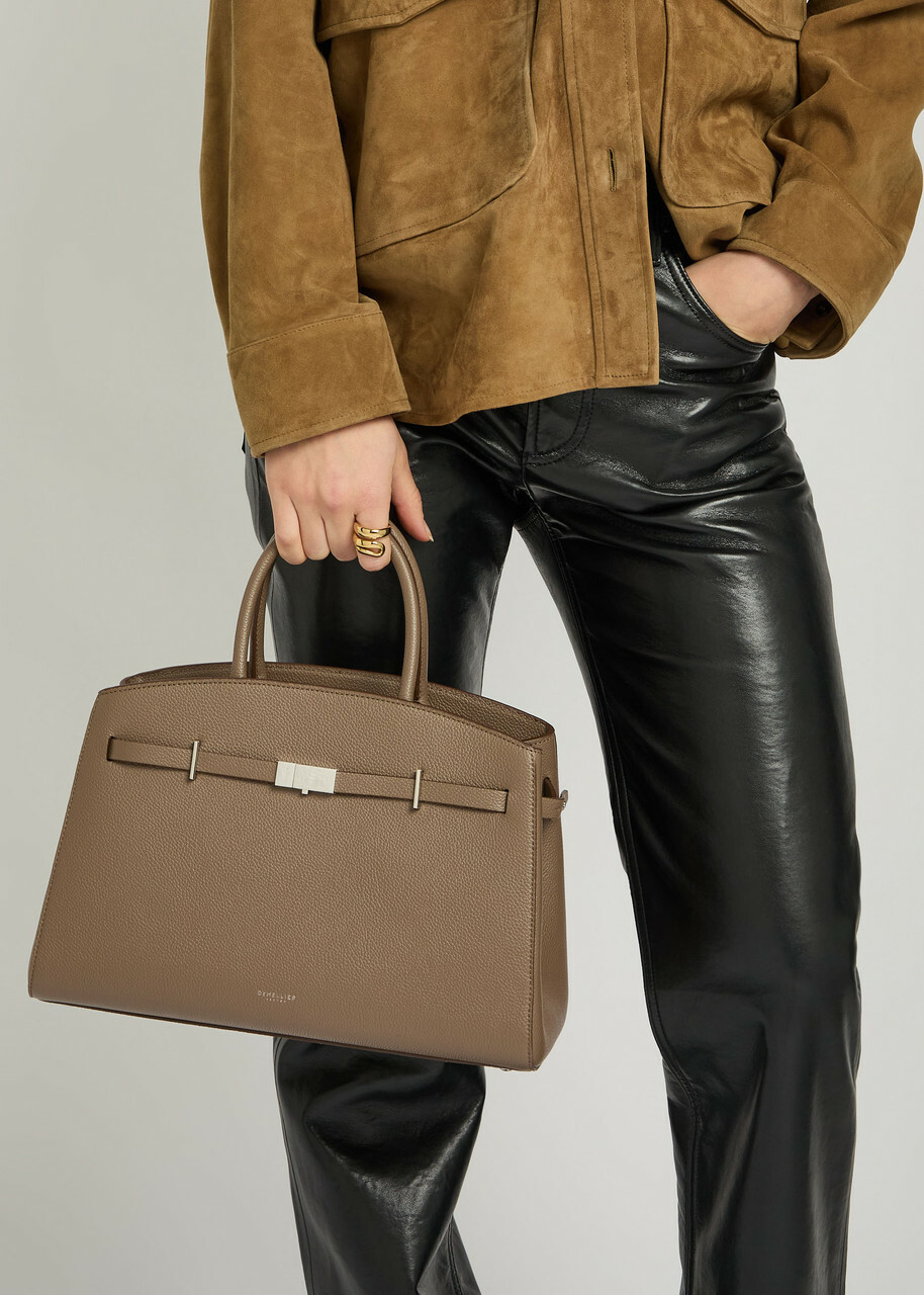 Demellier The Hudson Midi Grained Leather top Handle bag - Taupe - One Size