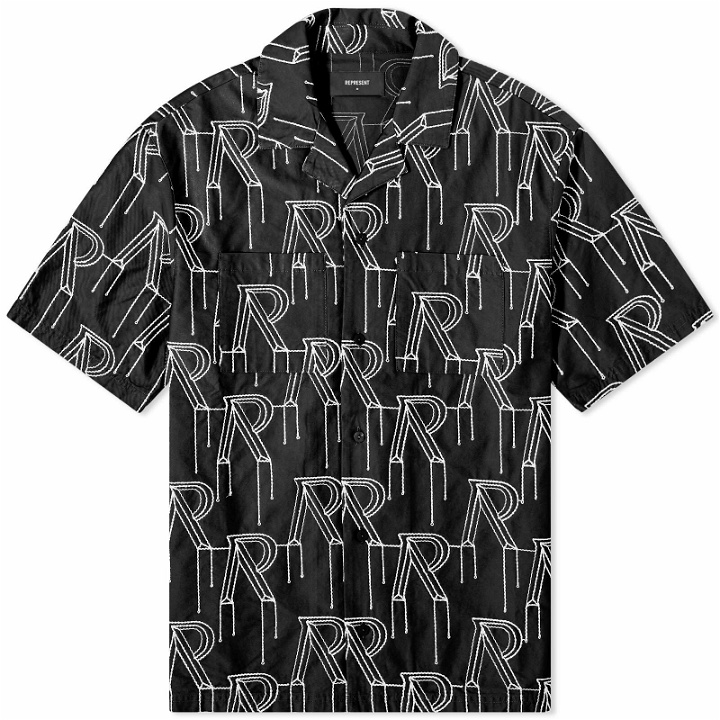 Photo: Represent Men's Embroided Initial Vacation Shirt in Black