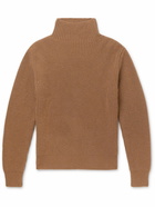 Mr P. - Stand-Collar Ribbed Virgin Wool Sweater - Brown