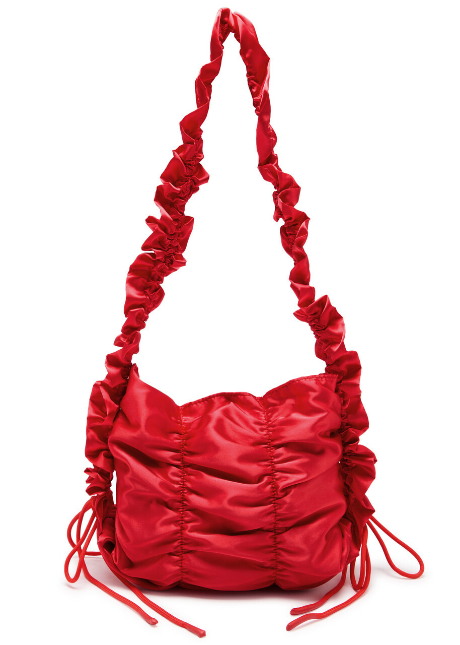 Damson Madder Ruched Satin Shoulder bag - Red - One Size