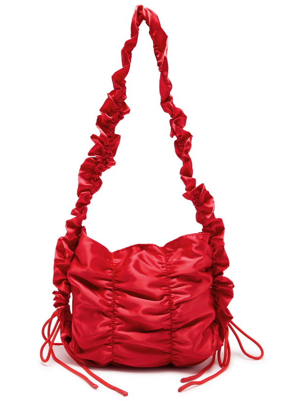 Photo: Damson Madder Ruched Satin Shoulder bag - Red - One Size