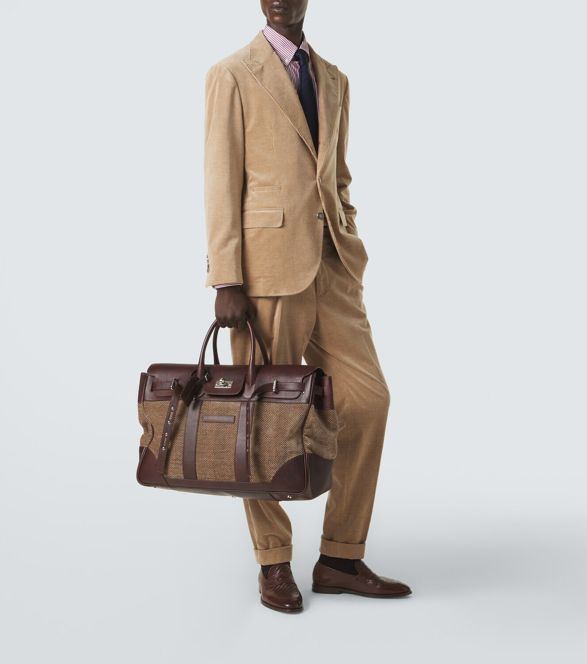 Brunello Cucinelli Leather-trimmed canvas duffel bag
