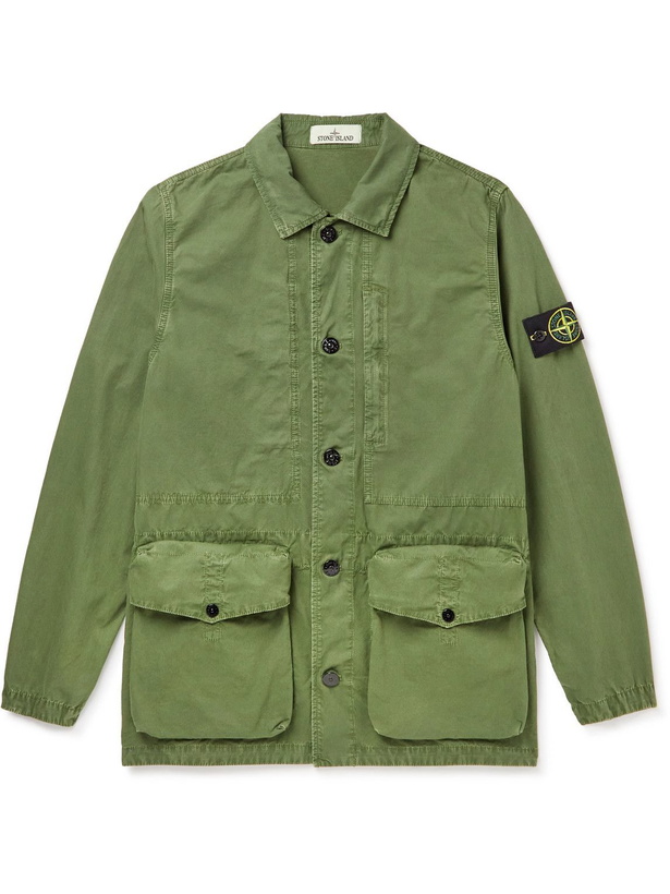 Photo: Stone Island - Logo-Appliquéd Brushed Cotton-Canvas Jacket - Green