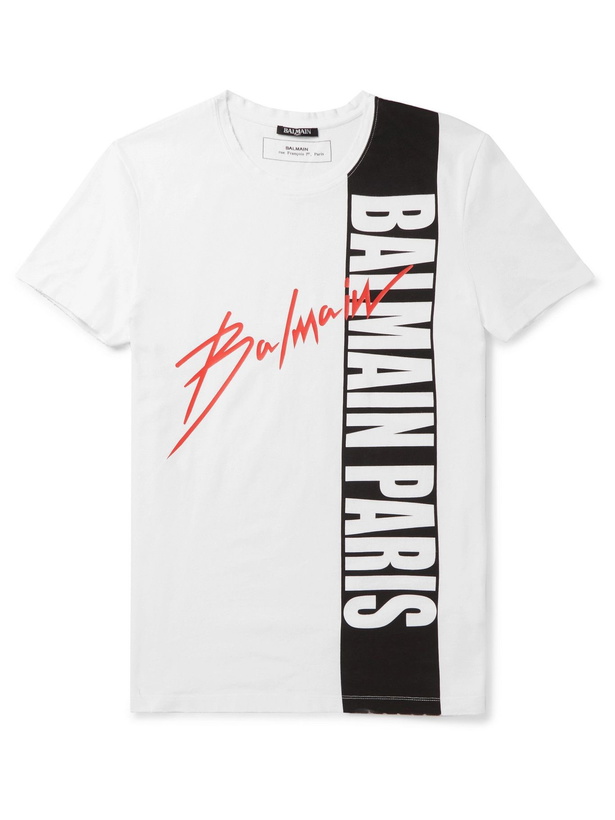 Photo: Balmain - Oversized Logo-Print Cotton-Jersey T-Shirt - White